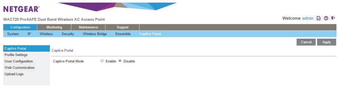 NETGEAR WAC720 - To enable a captive portal: - 1