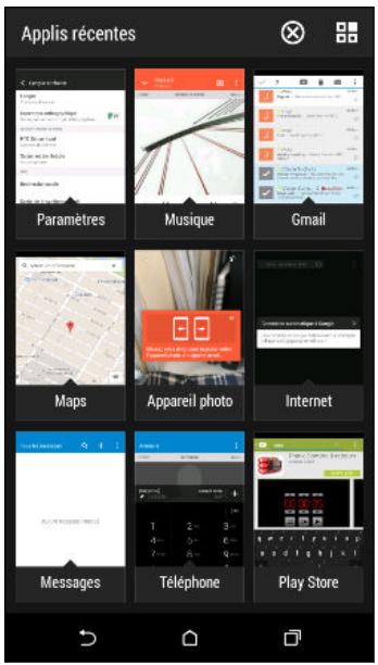 Applis récentes Paramètres Musique Gmail Maps Appareil photo Internet Messages Téléphone Play Store