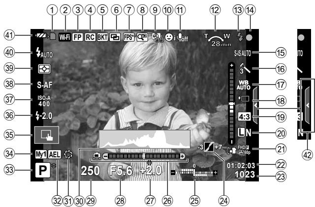 OLYMPUS E-M10 MARK II - Affichage de l'écran pendant la prise de vue - 1