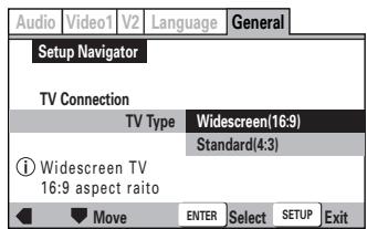 ONKYO DV-SP 500 - Setting the TV screen size - 1