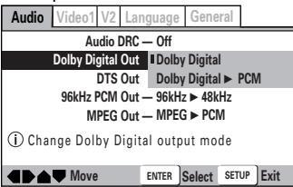 ONKYO DV-SP 500 - Using the Setup Screen Menus - 6
