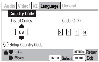 ONKYO DV-SP 500 - Setting the Country Code - 1