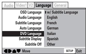 ONKYO DV-SP 500 - Selecting a DVD menu language preference - 1