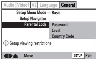 ONKYO DV-SP 500 - Setting the Parental Lock Level - 1
