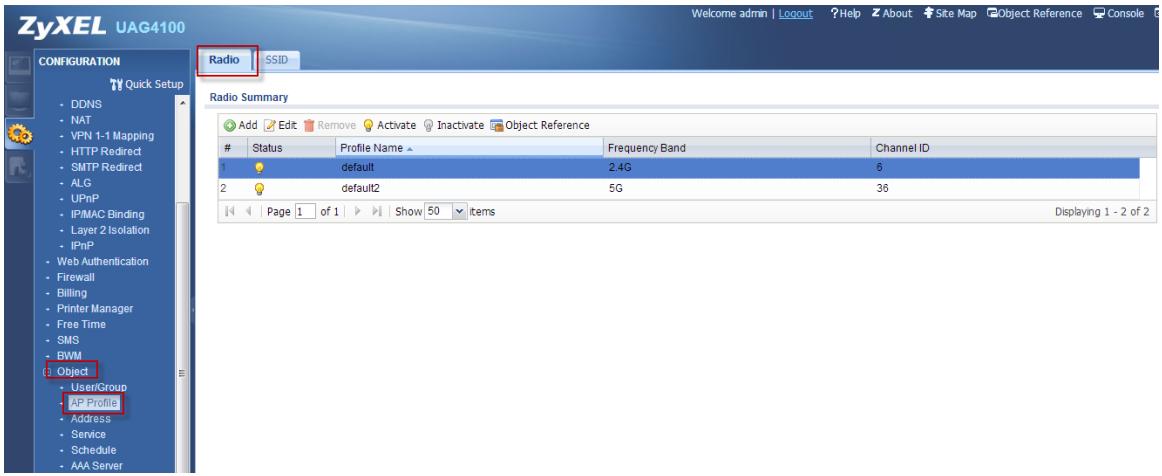 ZYXEL UAG50 - Step 2: Configuration > Object > AP Profile > SSID > Add another SSID - 2