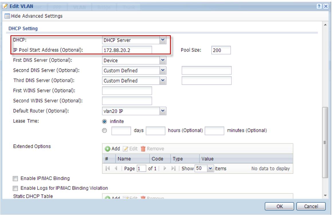 ZYXEL UAG50 - Step 2: Configuration > Network > Interface > VLAN - 2