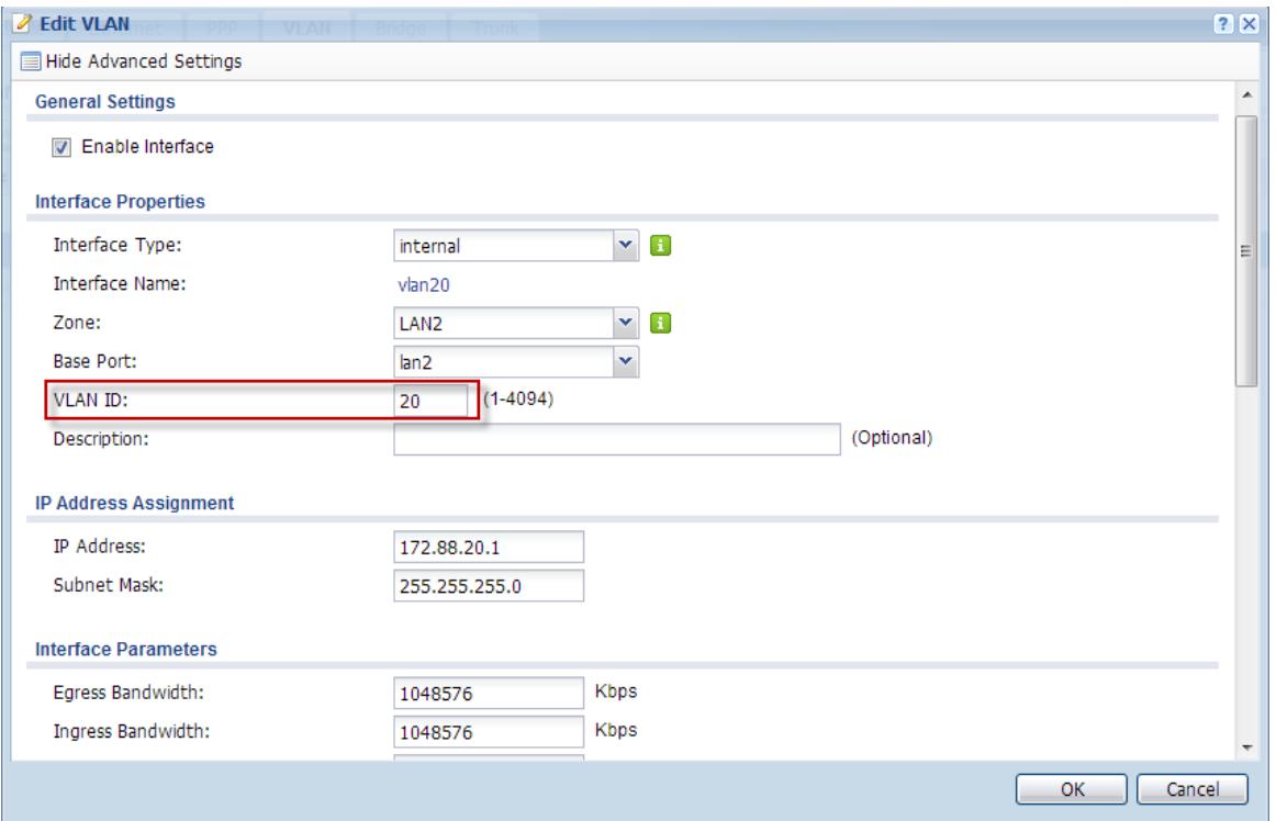 ZYXEL UAG50 - Step 2: Configuration > Network > Interface > VLAN - 1