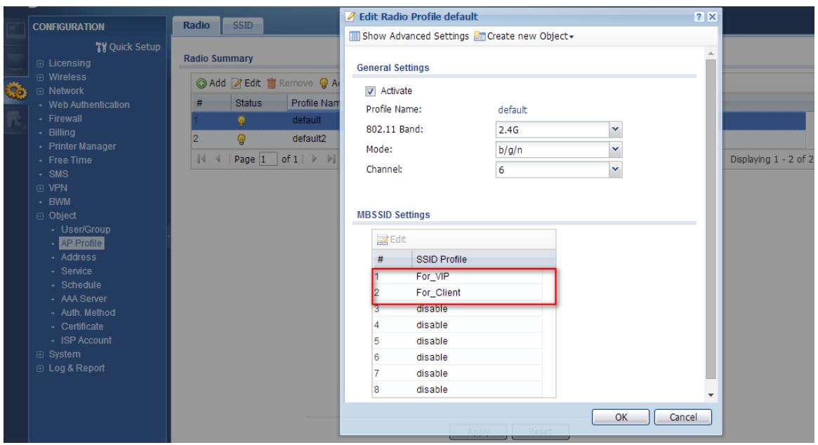 ZYXEL UAG50 - Step 2: Configuration > Object > AP Profile > SSID > Add another SSID - 3