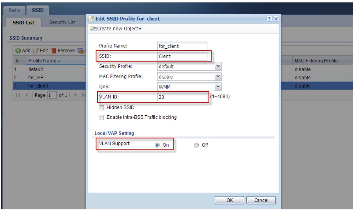 ZYXEL UAG50 - Step 2: Configuration > Object > AP Profile > SSID > Add another SSID - 1