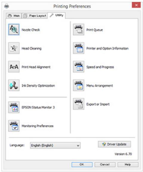 EPSON SC-P400 - Récapitulatif de l'onglet Utilitaire - 1