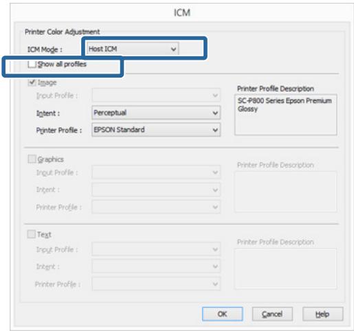 EPSON SC-P400 - Sélectionnez Host ICM (ICM hôte). - 1