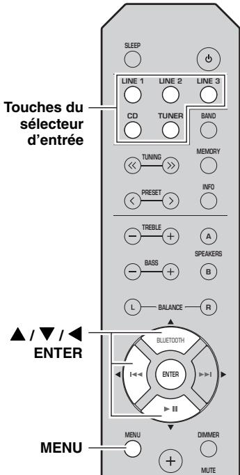 YAMAHA RN602 - PARAMÉTRAGE DU MENU OPTION POUR CHAQUE SOURCE D'ENTRée - 1