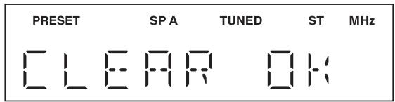 YAMAHA RN602 - Appuyez sur ▲/▼ pour sélectionner « CLEAR OK », puis appuyez sur ENTER. - 1