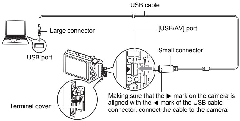 CASIO EXILIM ZR200 - Turn off the camera and then use the USB cable that comes with the camera to connect it to your computer. - 1