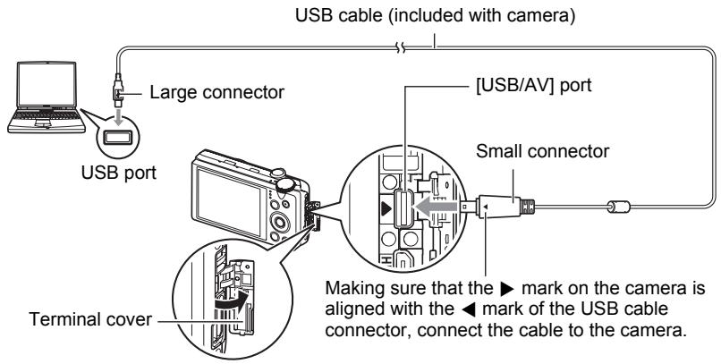 CASIO EXILIM ZR200 - Turn off the camera and then use the USB cable that comes with the camera to connect it to your Macintosh. - 1