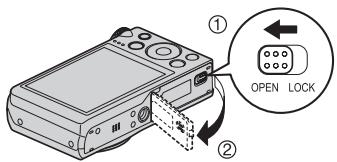CASIO EXILIM ZR200 - Open the battery cover. - 1