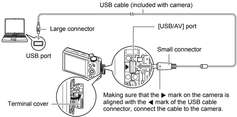 CASIO EXILIM ZR200 - With your computer turned on, connect the camera to it. - 1