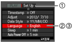 CASIO EXILIM ZR200 - Specify the display language you want. - 1