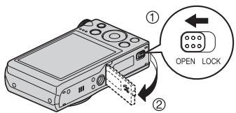 CASIO EXILIM ZR200 - Press [ON/OFF] (Power) to turn off the camera and then open the battery cover. - 1