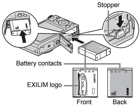 CASIO EXILIM ZR200 - Load the battery. - 1
