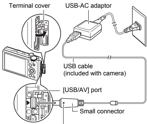 CASIO EXILIM ZR200 - Connect the USB cable to the camera. - 1
