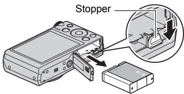 CASIO EXILIM ZR200 - Open the battery cover and remove the current battery. - 1