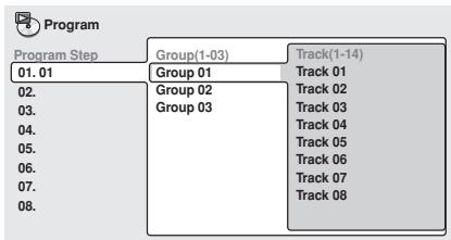PIONEER DV 656 A - Select a title, chapter, group, folder or track for the current step in the program list. - 3