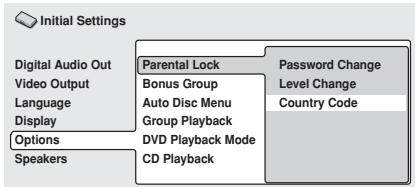 PIONEER DV 656 A - Select 'Country Code'. - 1