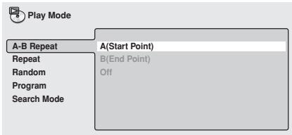 PIONEER DV 656 A - Press ENTER on 'A(Start Point)' to set the loop start point. - 1