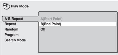 PIONEER DV 656 A - Press ENTER on 'B(End Point)' to set the loop end point. - 1