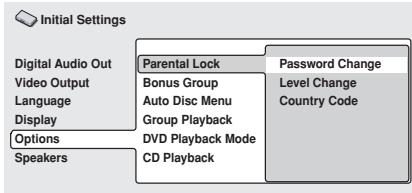 PIONEER DV 656 A - Select 'Password Change'. - 1