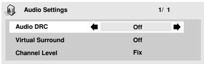 PIONEER DV 656 A - Highlight Audio DRC, then use the buttons (cursor left/right) to change to 'On' or 'Off', as required. - 1