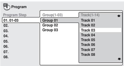 PIONEER DV 656 A - Select a title, chapter, group, folder or track for the current step in the program list. - 4