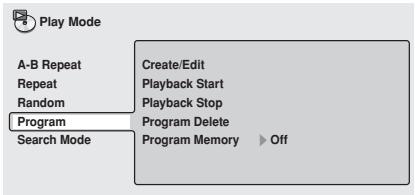 PIONEER DV 656 A - Press PLAY MODE and select 'Program' from the list of functions on the left. - 1