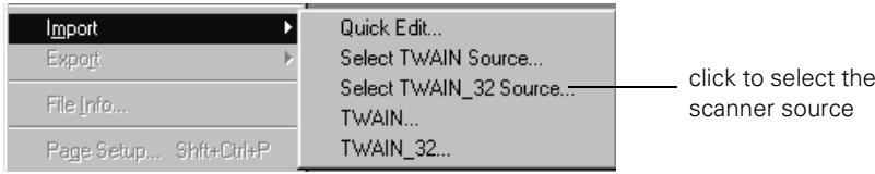 EPSON PERFECTION 1200 - Selecting TWAIN from Your Application - 1