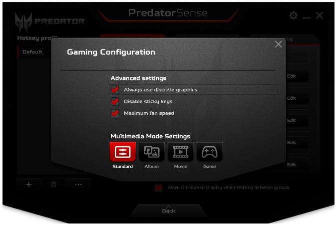 ACER PREDATOR 17 - Paramètres de predatorsense - 1