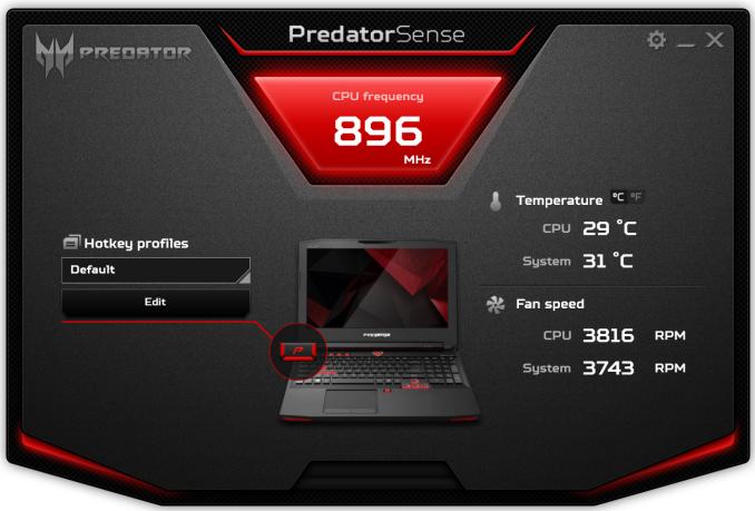 ACER PREDATOR 17 - L'écran principal de predatorsense - 1