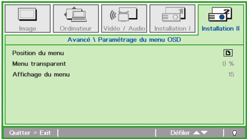 CANON LV-WX300USTI - LV-WX310ST - Paramétrage du menu OSD - 1