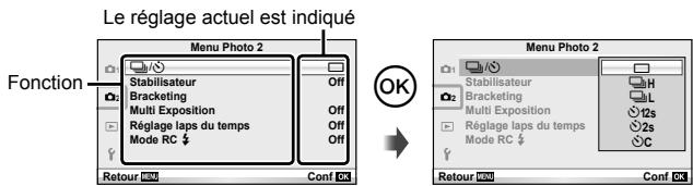 OLYMPUS E-PL6 - Appuyez sur la touche MENU pour afficher les menus. - 2