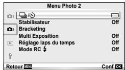 OLYMPUS E-PL6 - Réglage du retardateur (☐/÷) - 1