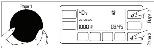 Étape 1 40°C COTON ECO 1000® 03:45 Étape 2 Étape 3