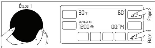 Étape 1 30 °C 60' EXPRESS 14 1200® 00:74 Étape 2 Étape 3