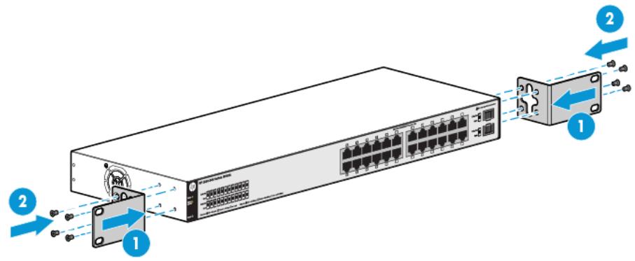 Diagram of a network switch device showing ports, connectors, and ventilation system with numbered annotations