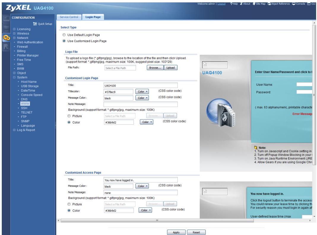 ZYXEL UAG4100 - Internal Web Portal - 1