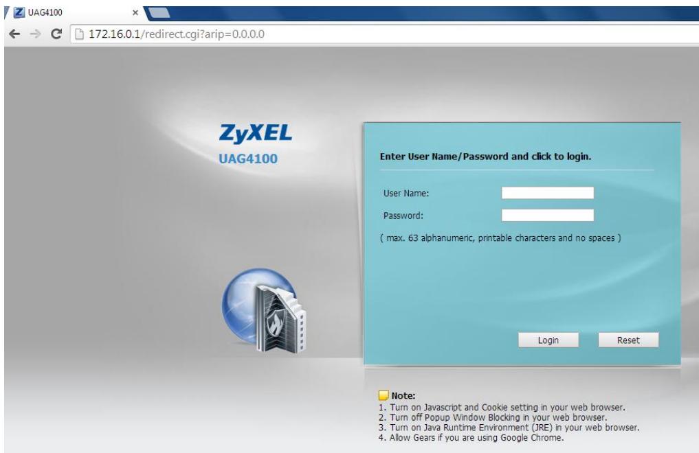 ZYXEL UAG4100 - External Web Portal - 2