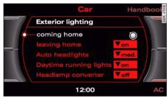 AUDI A5 - Exterior lighting settings - 1