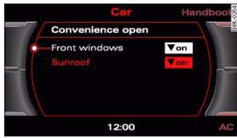 AUDI A5 - Settings for convenience open function - 1