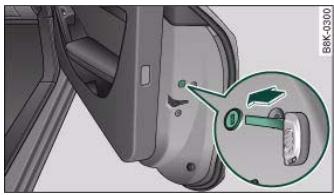 AUDI A5 - Locking the passenger's door manually if the central locking fails to work - 1