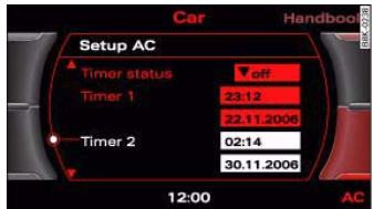 AUDI A5 - Setting the timers - 1