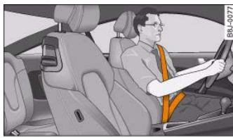 AUDI A5 - Putting on the three-point seat belts - 1